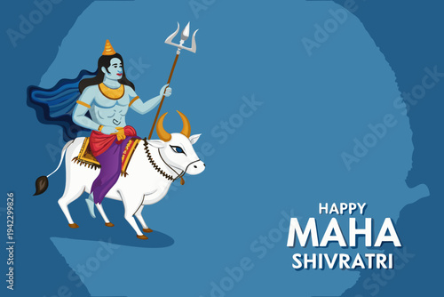 Lord shiva riding nandi bull illustration for maha shivratri festival