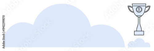 Cloud computing concept. Cloud computing enables online storage, data access, and success ation with a trophy. Cloud computing for technology, business, achievement, data services, virtual systems