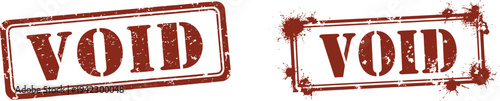 Two red void stamps on isolated for cancellation