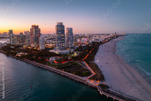 фотографія Miami night coastal cityscape