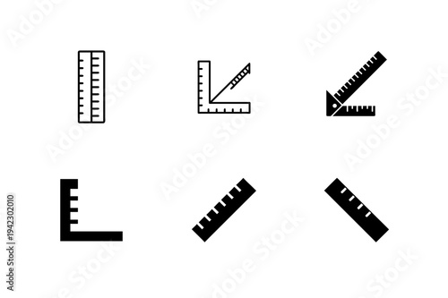 Minimal Ruler Scale Silhouette Bundle Vector Set, Simple Measuring Ruler Scale Silhouette Collection, Minimalist Measurement Ruler Scale Icons Bundle, Black Ruler Scale Silhouette Tools Set, Clean Min
