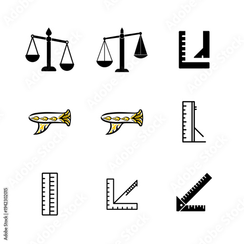 Minimal Ruler Scale Silhouette Bundle Vector Set, Simple Measuring Ruler Scale Silhouette Collection, Minimalist Measurement Ruler Scale Icons Bundle, Black Ruler Scale Silhouette Tools Set, Clean Min