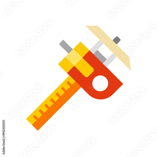 Minimal Micrometer Silhouette Vector Illustration, Precision Measuring Tool Minimal Line Art Micrometer, Engineering Measurement Micrometer Silhouette Icon, Industrial Micrometer Tool Minimal Black