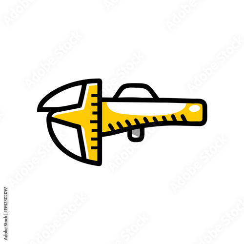 Minimal Micrometer Silhouette Vector Illustration, Precision Measuring Tool Minimal Line Art Micrometer, Engineering Measurement Micrometer Silhouette Icon, Industrial Micrometer Tool Minimal Black