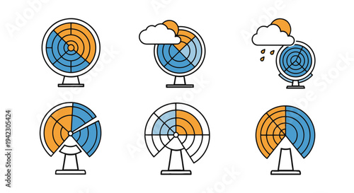 Weather radar Line art vector soft tone color
