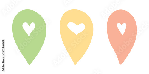 Set of hand drawn map pin Map marker pointer sign GPS and mapping tools Location pin symbol Pinpoint clipart in doodle style Single element for web, design