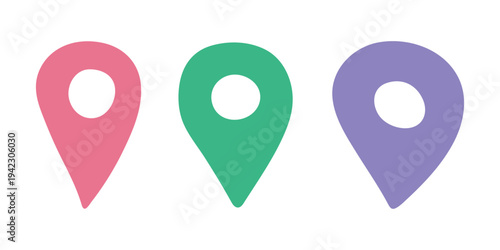 Set of hand drawn map pin Map marker pointer sign GPS and mapping tools Location pin symbol Pinpoint clipart in doodle style Single element for web, design