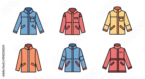 Wind Coat Line art vector set clean abstract illustration