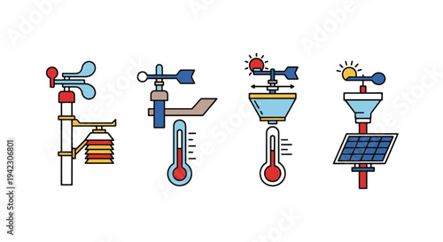 Weather station pole Line art abstract dynamic style vector