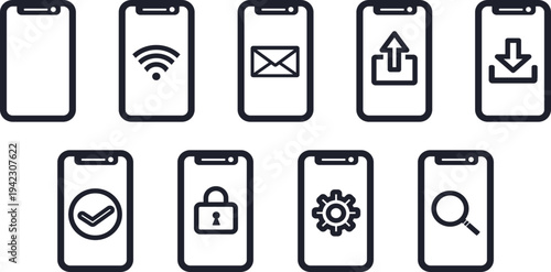 スマートフォンのシンプルなアイコンセット