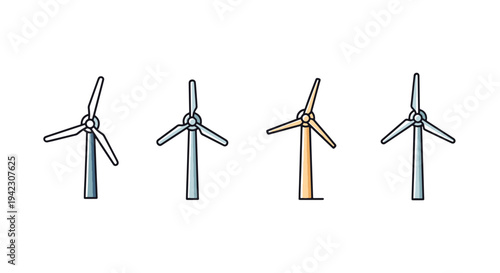 Wind Turbine Line art vector minimal abstract concept illustration