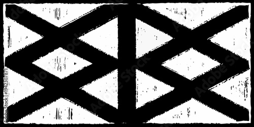 Bold geometric pattern of black and white diamond shapes