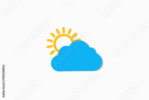 Simple illustration of a blue cloud partially obscuring a yellow sun