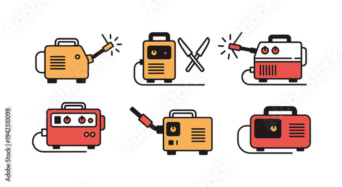 Welding Machine Line colorful shape vector illustration