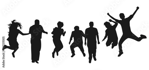 Vector silhouette design of a group of people jumping eps 3