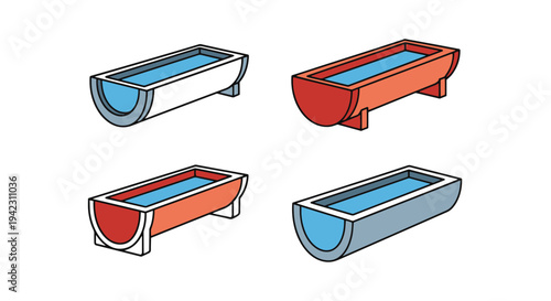 Water trough Line art vector abstract bright color illustration
