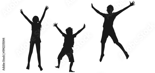 Vector silhouette design of a group of people jumping eps 2