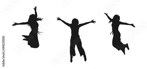 Vector silhouette design of a group of people jumping eps 4