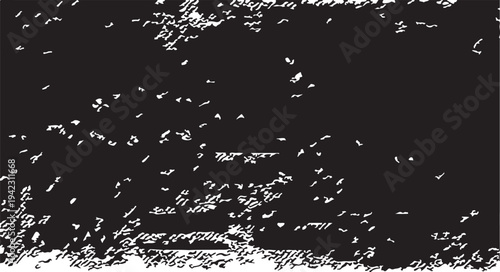 A heavy, high-contrast black grunge background featuring a weathered, distressed effect with dense white speckled details and rough, irregular borders.