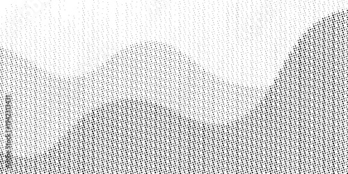 Abstract Wave Halftone Background with Monochrome Dot Gradient and Topographic Texture. vector illustration