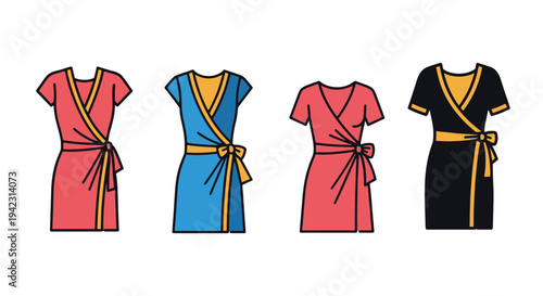 Wrap Dress Line art vector modern abstract color illustration