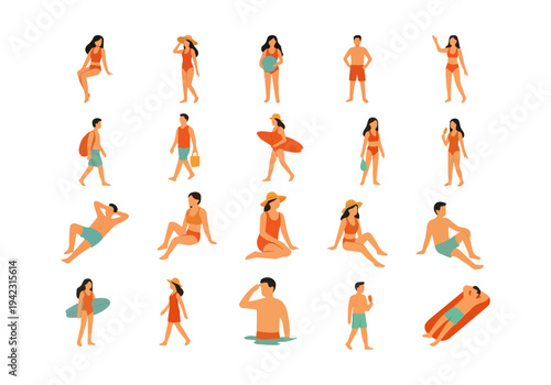 Summer Beach People Illustration