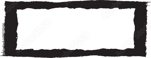 A thick, black rectangular frame with heavily distressed edges and a hand-painted grunge texture, ideal for framing text or images in a punk or urban style.