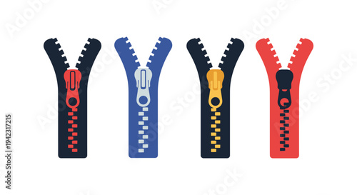Zipper Line art vector set creative abstract style