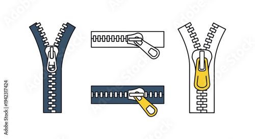 Zipper Set Line art vector dynamic abstract color illustration