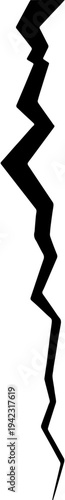 Wall crack silhouette or lightning bolt element, minimalist broken surface vector illustration.