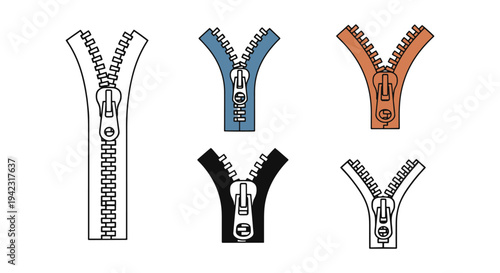 Zipper Set Line art vector soft abstract tone illustration