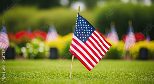 Memorial day tribute honoring fallen heroes with american flags.