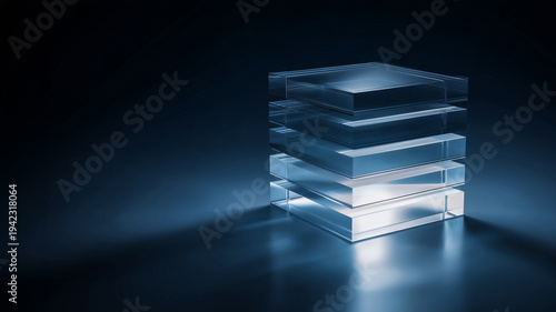 Futuristic transparent layered architecture symbolizing data structure