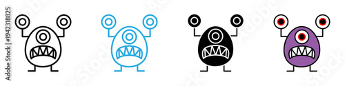 Monster multi - style icon design concept