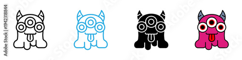Monster multi - style icon design concept
