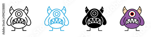 Monster multi - style icon design concept