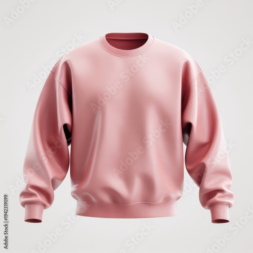 Photorealistic pastel pink crewneck sweatshirt on white background clothing