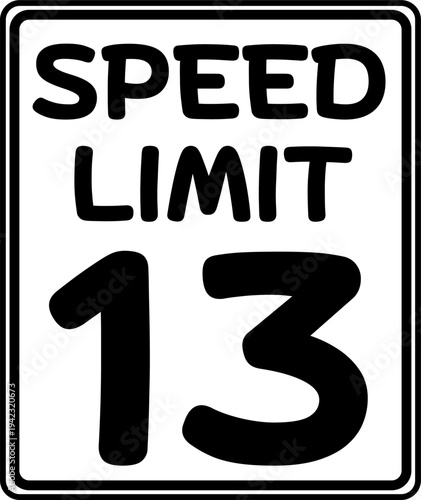Speed limit 13 mph traffic sign