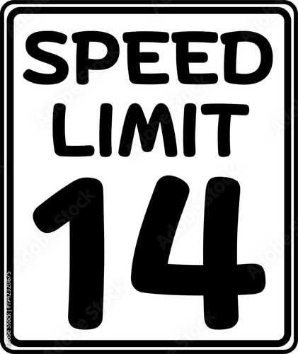 Speed limit 14 mph traffic sign
