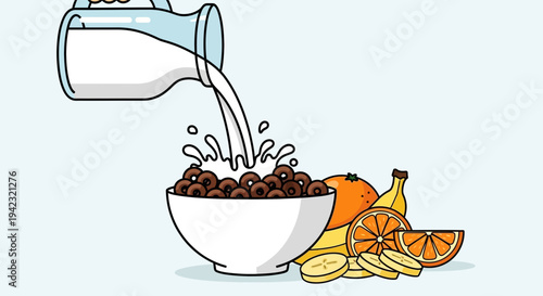 Delicious breakfast bowl with cereal and fresh fruit