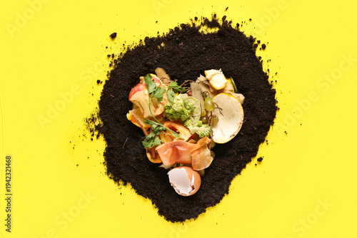 Organic waste in shape of h...