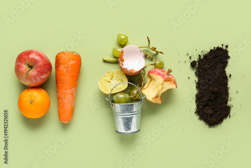 Bucket of organic waste and...