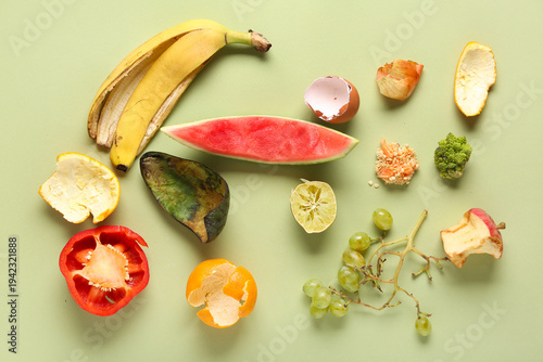 Different organic waste on ...