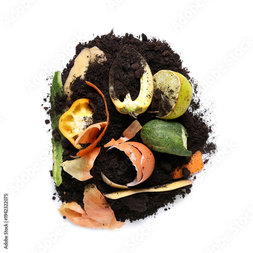 Heap of organic waste with ...