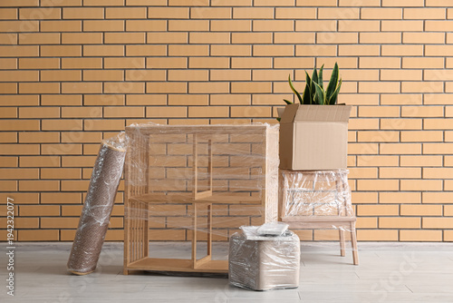 Wrapped shelving unit, step...
