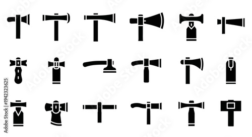 20 Black Axe Icons, Vector Axe Symbols, Black Silhouette Axe Logos, Forestry Tools