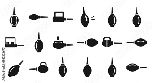 Black kettlebell icons, fitness symbols, workout graphics, gym vector set
