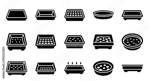 Collection of Various Iconic Representations of Technological and Culinary Devices from a Top-Down Viewpoint