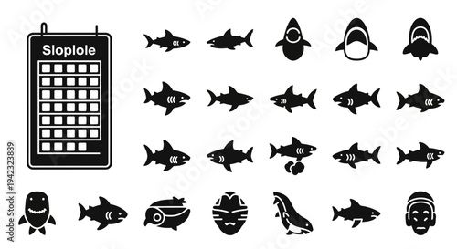 Diving into the ocean, a collection of marine life icons surrounding a stopwatch, symbolizing the urgency of conservation efforts from a top-view perspective in a digital illustration style