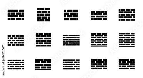 Brick wall patterns, black brick textures, masonry designs, 15 brick elements, vector backgrounds